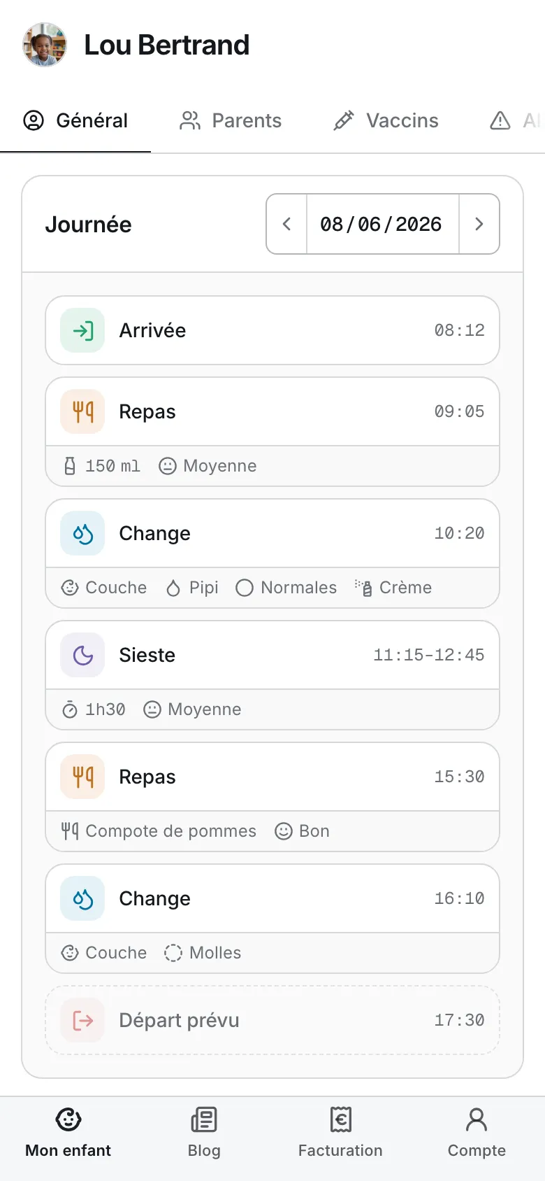 La journée d’un enfant, vue par son parent sur son téléphone.